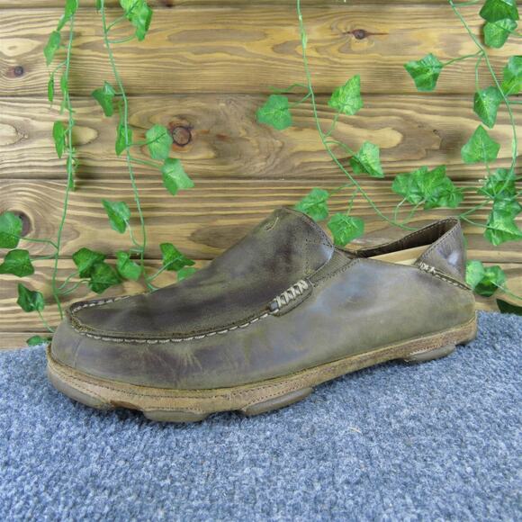 Olukai Men's Moloa Slip-On‎ Brown Leather Size 10.5 Medium Used 2025 - Picture 1 of 7